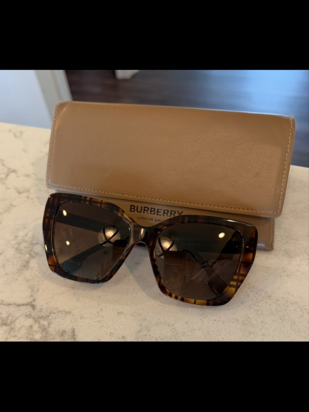 Burberry 55mm Polarized Square Cat Eye Sunglasses - Brown